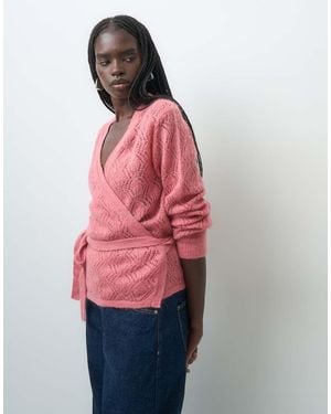 & Other Stories Mohair Wrap Cardigan With Balloon Sleeves - Red