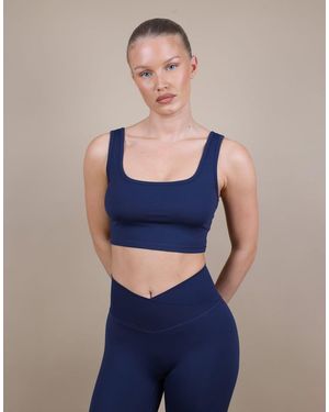 SIMMI Square Neck Cropped Tank Top - Blue
