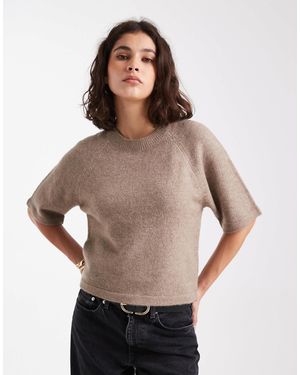 Brave Soul Crew Neck Short Sleeve Knitted T-shirt - Gray