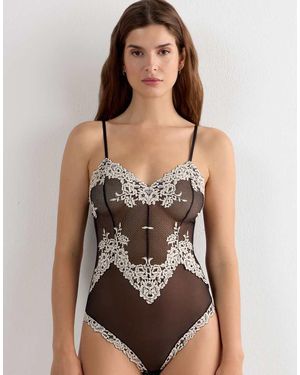 Intimissimi Pretty Flowers Lace And Tulle Body - Black