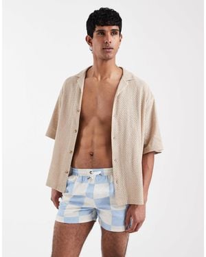 Aray Checkerboard Print Swim Shorts - White