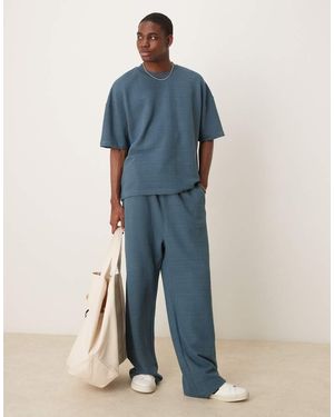 ASOS Joggers Blu Effetto Lino Con Fondo Ampio
