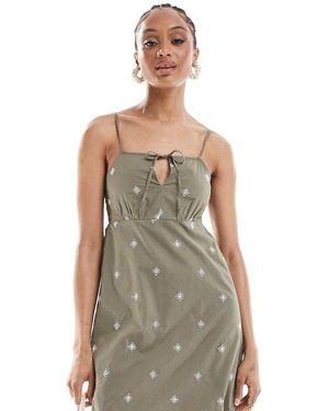 ONLY Embroided Detail Mini Cami Dress - Green