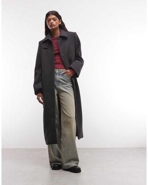 Weekday Wool Blend Car Coat - Black