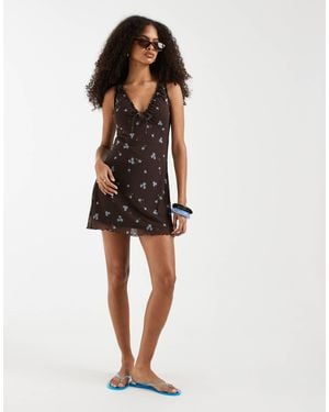 Hollister V-neck A-line Mini Dress - Brown