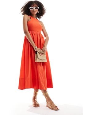 Y.A.S Y.a.s Racer Neck Jersey And Cotton Hybrid Maxi Dress - Red