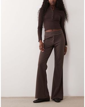 Gina Tricot Flared Jersey Pants With Button Waistband - Brown