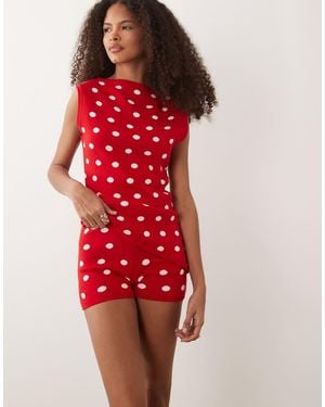 ASOS Knitted Micro Short Co-ord - Red
