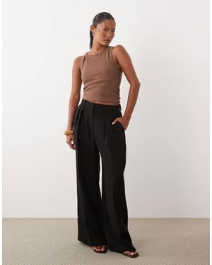 Nobody's Child Petite Tailored Wide Leg Pants - Black
