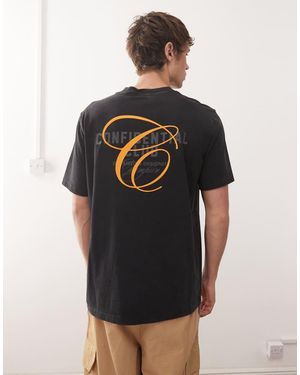 Champion T-Shirt Nera Girocollo Con Grafica Stampata Sul Retro - Nero