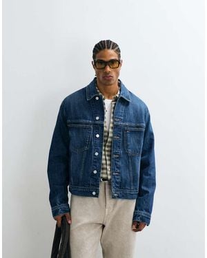 Tommy Hilfiger Chaqueta Vaquera De Estilo Camionero Con Lavado Azul Oscuro De -Azul Marino