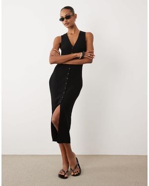 Gina Tricot Knitted Midi Vest Dress - Natural