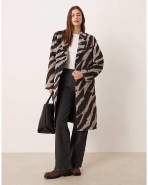 Vila Cappotto Elegante Nero E Crema Con Stampa Zebrata - Neutro