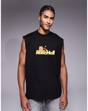 ASOS Halloween Oversized Tank With Text Graphic - Blue