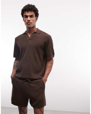 ASOS Knitted Airtex Shorts - Brown