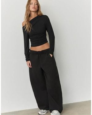Stradivarius Asymmetrical Neckline Top - Black