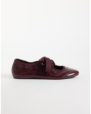 ASOS Bailarinas Loom Con Cordones En-Rojo - Marrón
