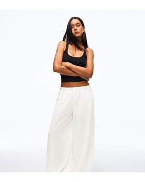 Bershka Tall Rustic Sarouel Trousers - White