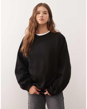 Weekday Sudadera Negra Extragrande De Punto Grueso Liso De - Negro