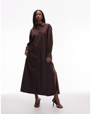 ARKET Pure Cotton Maxi Shirt Dress With Side Splits - Brown