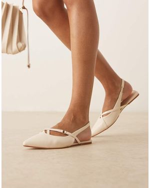 ASOS Lantern Pointed Strappy Flat Slingbacks - Natural