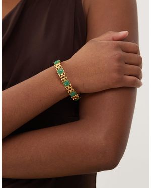 En Route 18K Plated Esmerelda Cuff Bracelet With Emerald Stones - Brown