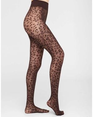 Calzedonia Animal Pattern 30 Denier Sheer Tights - Brown