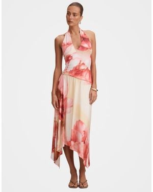 Forever New Slinky Halter Neck High Low Midi Dress - Red