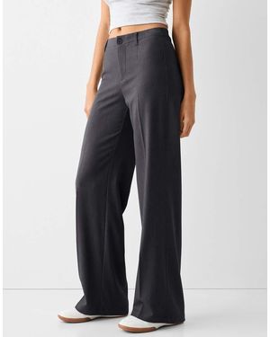 Bershka Wide-Leg Tailoring Trousers - Blue