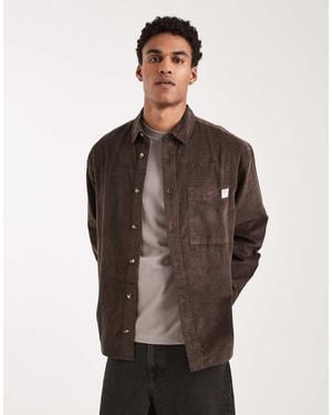 ASOS Oversized Cord Shirt With Badge Detail - Brown