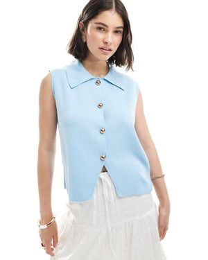 ASOS Chaleco Con Solapas De Punto Compacto De - Azul