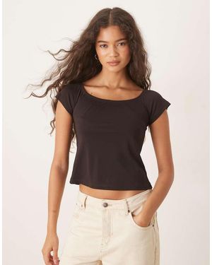 Glamorous Wide Neck Top - Black