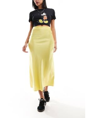 Wednesday's Girl Satin Bias Cut Midaxi Skirt - Yellow