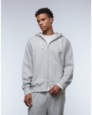 ARKET Cotton Rich Co-ord Structured Zip Up Hoodie - Grey