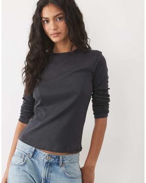 Mango T-Shirt Met Ronde Hals En Lange Mouwen - Grijs