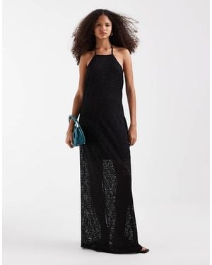 Vero Moda Stretch Lace Halter Maxi Dress - Black