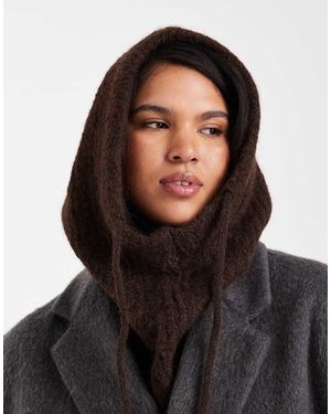 Pieces Scaldacollo Oversize Stile Passamontagna Cioccolato - Marrone