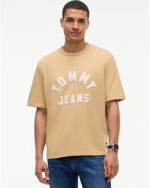 Tommy Hilfiger Classic Logo Oversized Jersey T-Shirt - Natural
