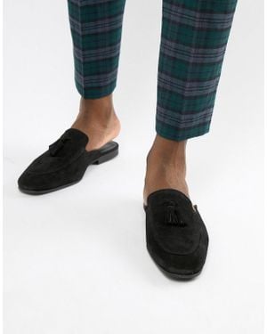 ASOS Backless Mule Loafer In Black Suede With Tassels