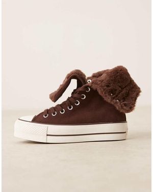 Converse Chuck Taylor All Star Fold Over Lift Trainers - Natural