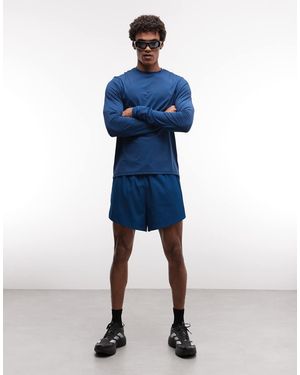 4505 2-in-1 Quick Dry 13cm Woven Running Shorts With Zip Pockets - Blue
