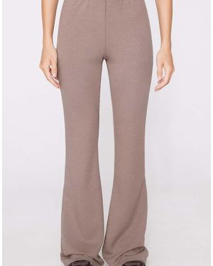 Tezenis Superior Softness Ribbed Flare Trousers - Brown