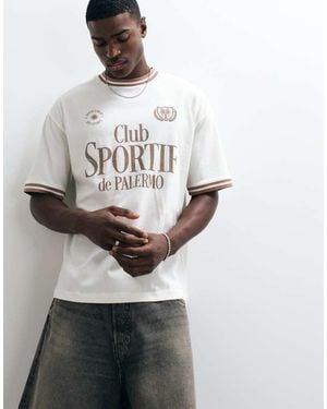 ASOS Oversized T-Shirt With Club Sportif Graphic And Tipping - Grey