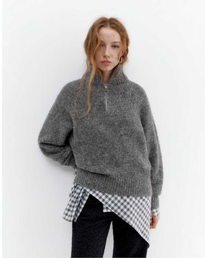 Pull&Bear Vest Met Korte Rits - Grijs