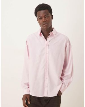 ASOS Camisa A Rayas Extragrande De Manga Larga Y Estilo Años 90 Con Bajo Redondeado De - Rosa