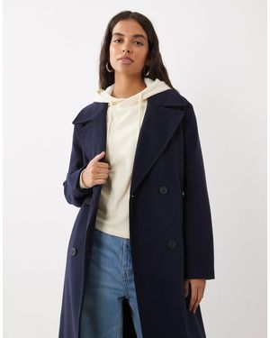 New Look Zweireihiger longline-mantel - Blau