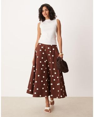ASOS Denim Circle Skirt - Brown