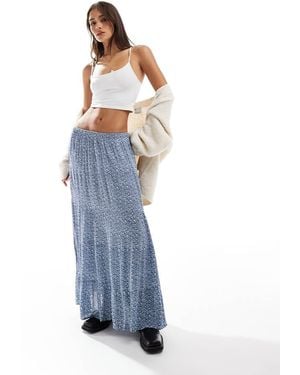 Hollister Tiered Floral Maxi Skirt - Blue