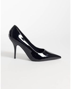 ASOS Zapatos De Salón Negros De Tacón De Aguja Alto Con Puntera Fina De Charol Perth De - Azul
