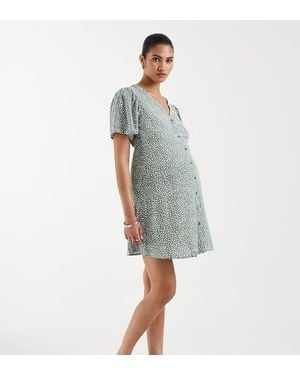 Vero Moda Button Front Mini Tea Dress - Blue